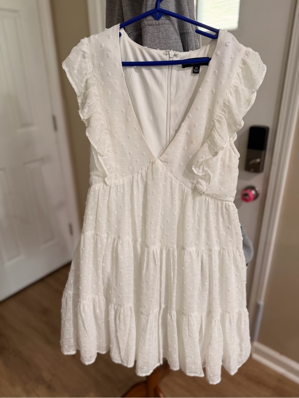 Lulu's White Swiss Dot Ruffle Mini Dress